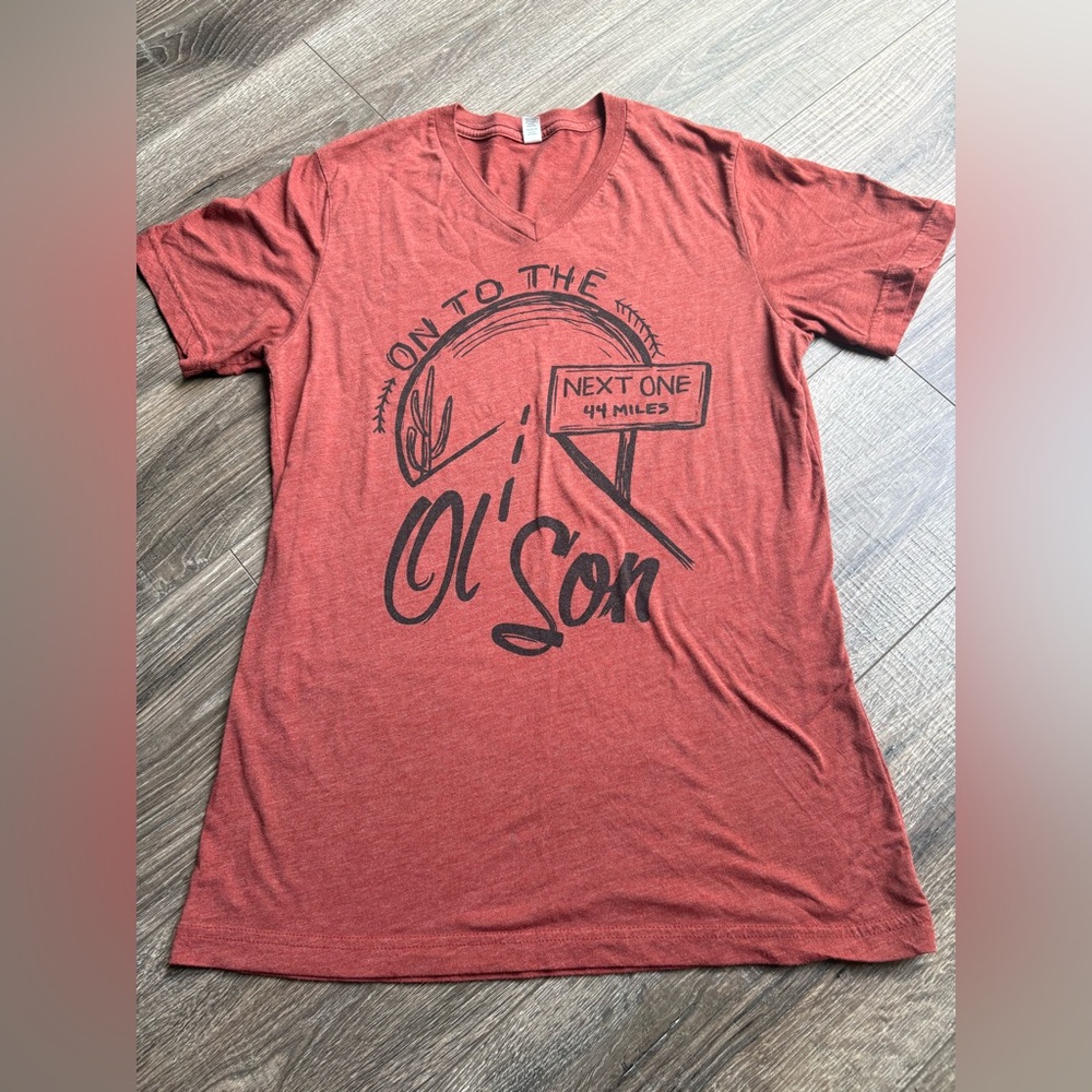 Onto the Next One Ol' Son Graphic Tee in Rust Orange/Red